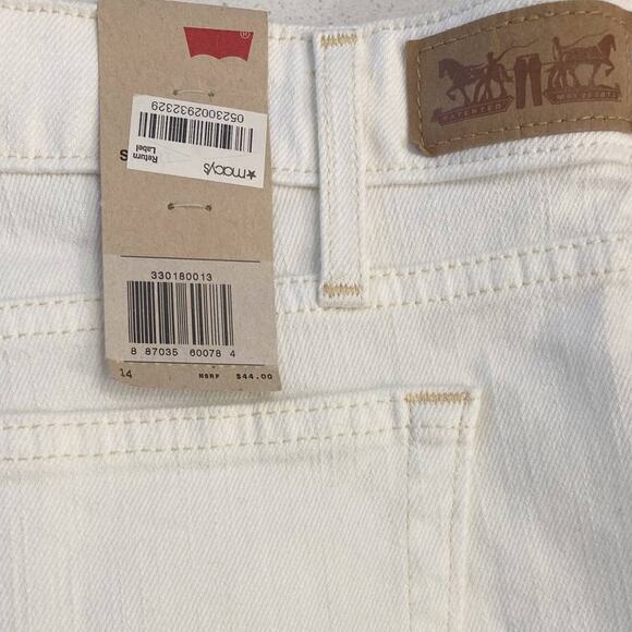 Levi’s Off White Cream Mid-Rise Shorts‎ with Tan Stitching Raw Edge Fringe 14 - Picture 6 of 8